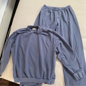 SET contrast stitch lightweight sweats set - crewneck and pants